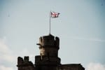 The Union Jack falg flies on top of Lincoln Castle